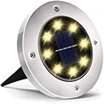 Waterproof 8-LED Solar Disk Lights for Outdoor Use