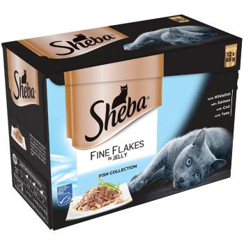 Sheba Fine Flake Natural Fish Selection Pouch for Cats 12 x 85g