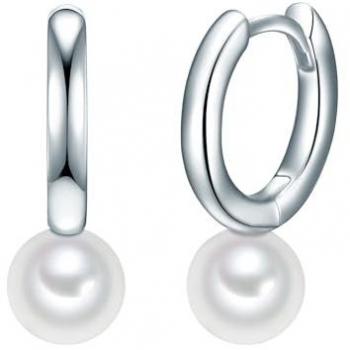 Valero Brillo de Perlas Pendientes Plata y Blanco