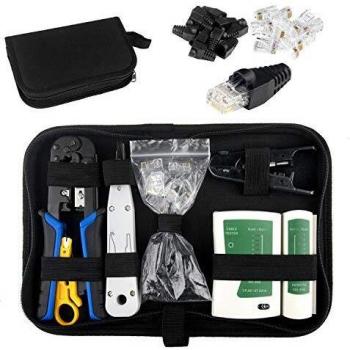 HIRALIY Netzwerk Werkzeug Set, Auflegewerkzeug 15tlg für RJ11, RJ45 inkl. Tasche