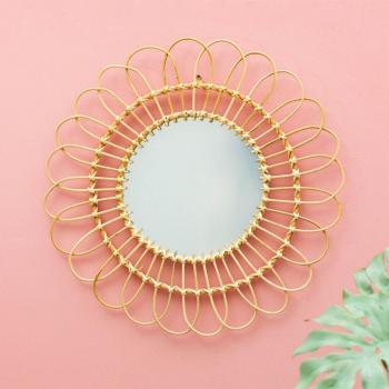Rattan Flower Framed Wall Mirror 50cm - Natural