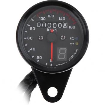 Jauge de vitesse odomètre Café Racer 0-160 Km/H avec indicateur LED