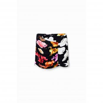 Mini-Jupe Noire à Fleurs Drapée XL Femme Desigual