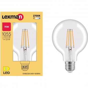 LED Globo Trasparente LEXMAN 7.8W 75W Equivalente 330°