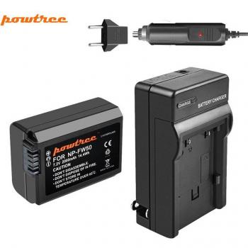 Powtree NP-FW50 2000mAh Battery with Charger for Sony NEX-7, NEX-5N, NEX-5R, NEX-F3, Alpha a5000, a6000