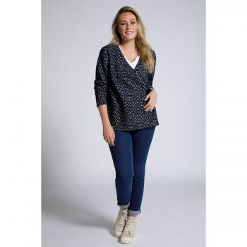 Giacca di felpa ecologica in cotone biologico con grafica jacquard, Donna, Blu, Taglia: 60/62