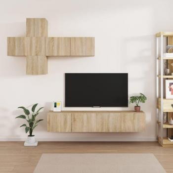 Mueble de salón 7 pzas madera contrachapada roble Sonoma