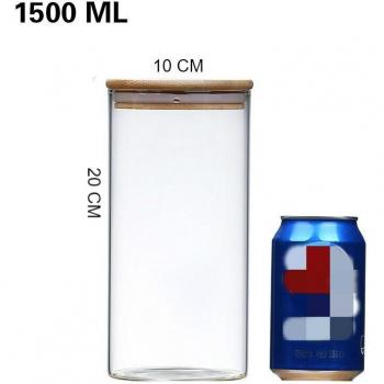 Glass Food Storage Canister with Wooden Cover