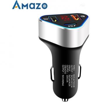 Cargador de Coche 41W Digital con Pantalla y Doble USB + Tipo C PD 3.0