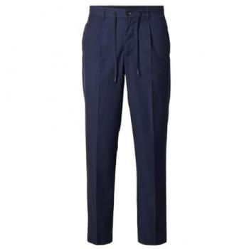 Selected Men SLH190-Reg Tapered Leroy Pleat Byxor Blå