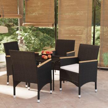 Jantar ao Ar Livre VidaXL 5 Pcs Almofadados Pretos