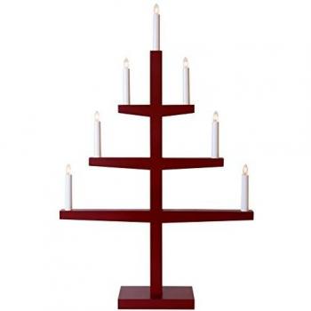Grand Lustre 'Tripp' 7 Bougies en Pin Rouge, H 77 cm
