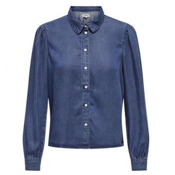 Camisa de Manga Larga Billie Denim Azul Medio para Mujer