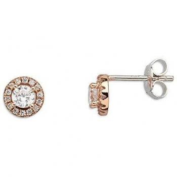 XENOX Paar Ohrstecker Silver Circle K rosèfarben XS7364R