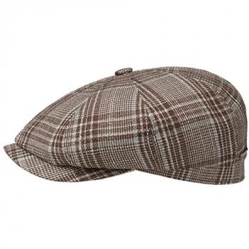 Hatteras Wool-Silk Brown Check Flat Cap, Size 59 cm
