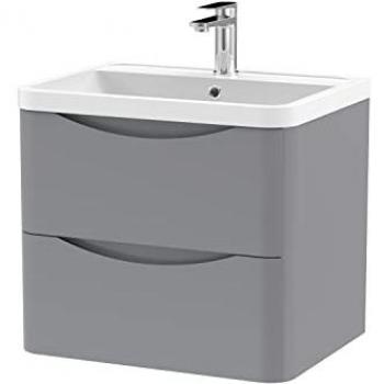 Nuie Lunar 600mm Wall Hung Single Vanity Satin Grey 540mm H X 600mm W X 445mm D