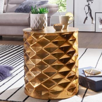 Wohnling Beistetztisch Gopal 43,5x48x43,5 cm Aluminium Couchtisch Gold Orientalisch Rund