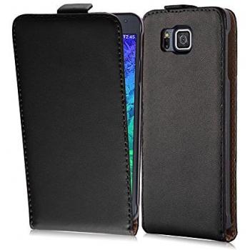 Cubierta Protectora Estilo Flip para Samsung Galaxy ALPHA - Negro de Caviar