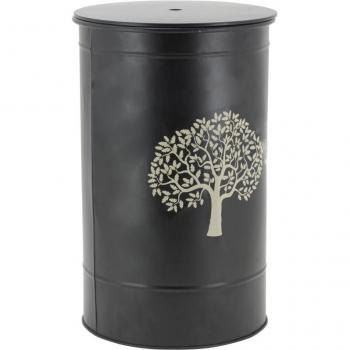 Coffre à pellets noir avec motif arbre