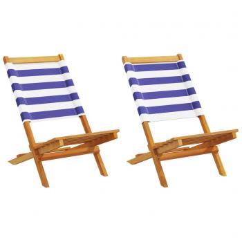 Blue and White Acacia Garden Chairs - Set of 2