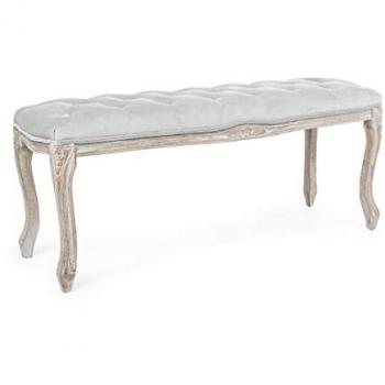 Panca Mathilde in legno e velluto grigio, dimensioni 110 x 36 x 47 cm