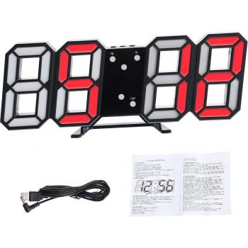 3D Digitale LED Wanduhr mit Nachtlicht, Datum, Uhrzeit, Celsius-Anzeige, Alarm und USB Schlummerfunktion für die Wohnraumdekoration #9