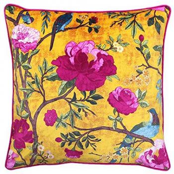 Paoletti Chinoiserie Filled Cushion - Gold - Size 50 Cm X 50 Cm