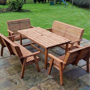 Churnet Valley Wooden Garden Seat 10 Set with Table