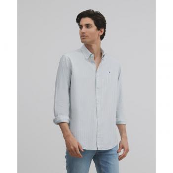 Silbon - Camisa sport oxford raya ancha verde para Hombre