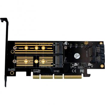 3-in-1 PCI-E 4X to SATA SSD M.2 NGFF NVME Converter Card with Heatsink