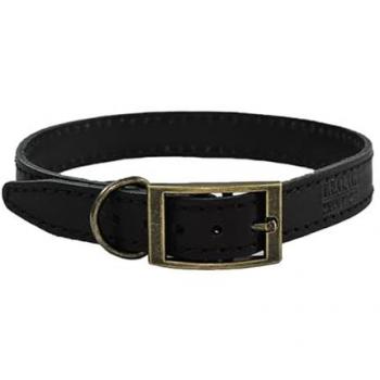 HugglePets Legacy Handmade Black Leather Dog Collar - Small (30-35cm)