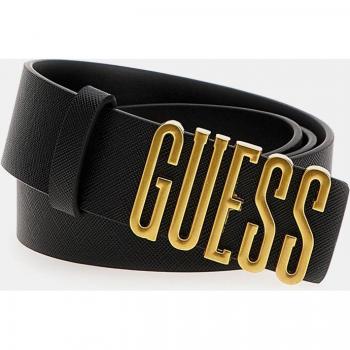 Cinturón de Cuero Guess Negro con Logo Dorado