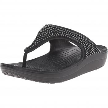Crocs Sloane Diamante Flip W - Sandalias con Plataforma y Cuña Mujer, Color Negro