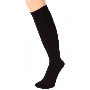 TOETOE Unisex Knee High Moisture Wicking Toe Socks - Black Cotton - One Size