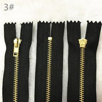 5pcs Black Nylon Coil Zipper with Brass Teeth (30-60CM)