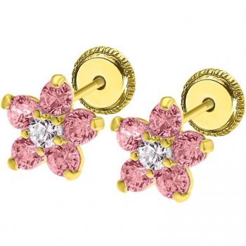 Time Road - Pendientes IC00043/8 Basics de oro 9k acabado brillo y motivo flor