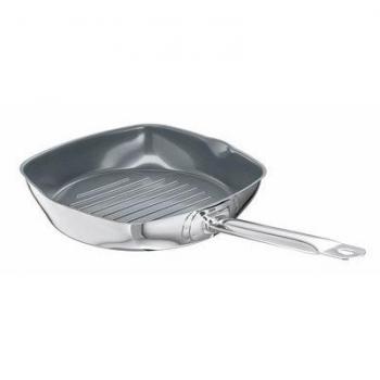 Edelstahl-Grillpfanne „Green Life“ SCHULTE‑UFER – 24 cm quadratisch, Induktion
