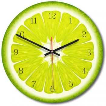 Silent Quartz Digital Wooden Wall Clock with Fruit Print