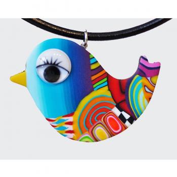 Handcrafted Lily Treasures: Multicolor Bird Pendant