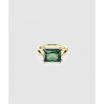 Swarovski - Anillo de cóctel Matrix bañado en oro con circonita verde