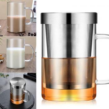 Large Capacity Portable Tea Cup with Lid and Strainer