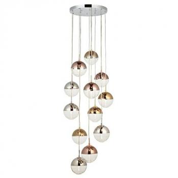 Paloma Plate Pendant Ceiling Lamp with Chrome, Copper, and Gold Accents