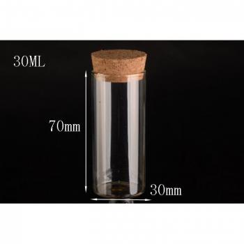 10pcs 30*70mm Glass Vial Jars with Cork Stopper