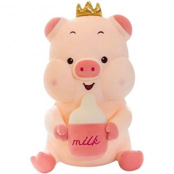 Muñeco de peluche de cerdo coronado para niños