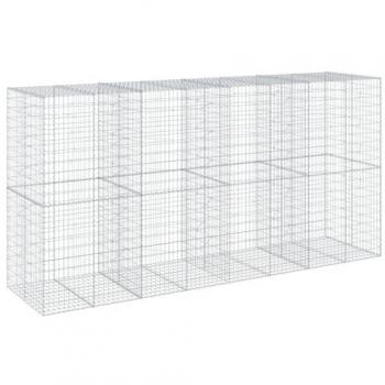 Gabion Basket with Cover by Vidaxl - Dimensions: 400x100x200 cm, Galvanized Iron