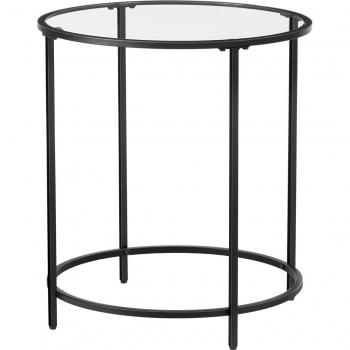 VASAGLE Hartglas Beistelltisch, rund, Ø 50 cm