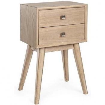 Alannis Retro‑Chic Kommode aus Eschenholz – 2 Schubladen, 40 × 30 × 66 cm