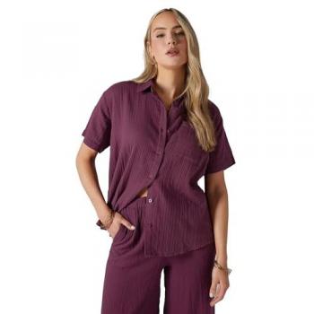 Chemise 100% Coton Rouge à Manches Courtes pour Grandes Tailles