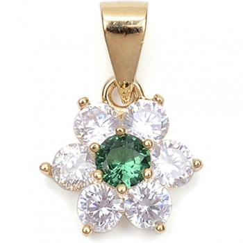 Ciondolo Fiore di Cristallo Placcato Oro Verde e Oro Bianco 10 mm