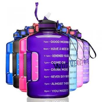 Large Motivative Water Jug with Pop-Up Lid and Straw (2.2L, Leakproof)
